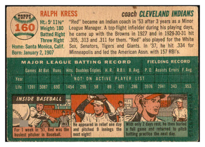 1954 Topps Baseball #160 Red Kress Indians EX-MT 535021