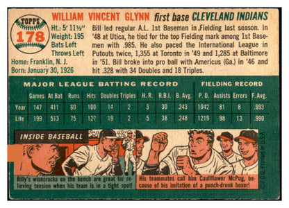 1954 Topps Baseball #178 Bill Glynn Indians EX-MT 535024