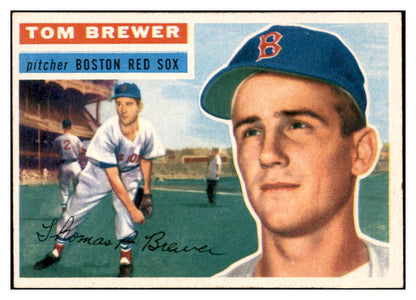 1956 Topps Baseball #034 Tom Brewer Red Sox EX-MT White 535083