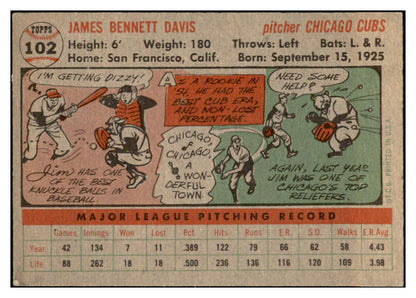 1956 Topps Baseball #102 Jim Davis Cubs EX-MT Gray 535131