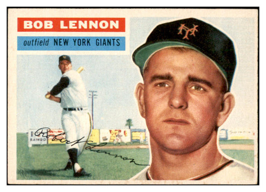1956 Topps Baseball #104 Bob Lennon Giants EX-MT Gray 535132