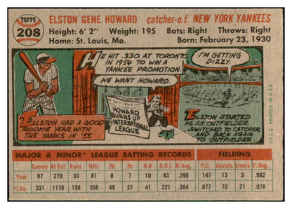 1956 Topps Baseball #208 Elston Howard Yankees EX-MT 535236