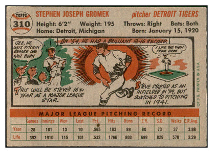 1956 Topps Baseball #310 Steve Gromek Tigers EX-MT 535353