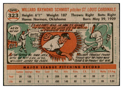 1956 Topps Baseball #323 Willard Schmidt Cardinals EX-MT 535366