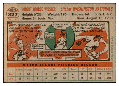 1956 Topps Baseball #327 Bob Wiesler Senators EX-MT 535373