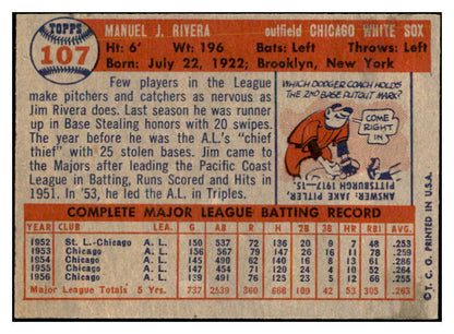 1957 Topps Baseball #107 Jim Rivera White Sox EX-MT 535434