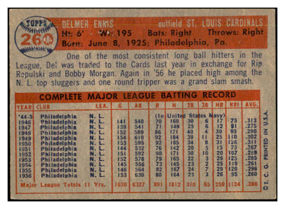 1957 Topps Baseball #260 Del Ennis Cardinals EX-MT 535501