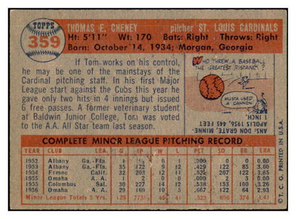 1957 Topps Baseball #359 Tom Cheney Cardinals EX-MT 535506