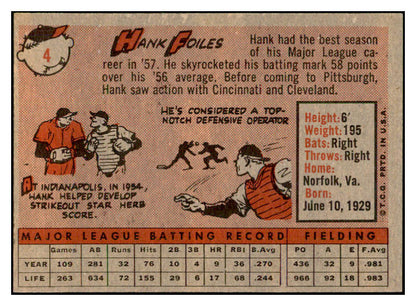 1958 Topps Baseball #004 Hank Foiles Pirates EX-MT 535537
