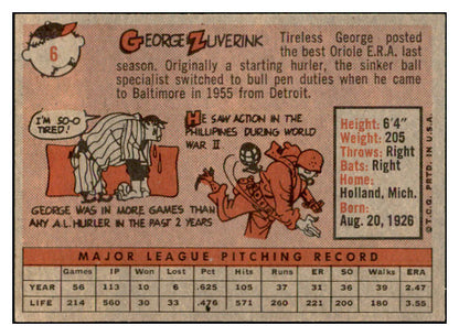 1958 Topps Baseball #006 George Zuverink Orioles EX-MT 535539