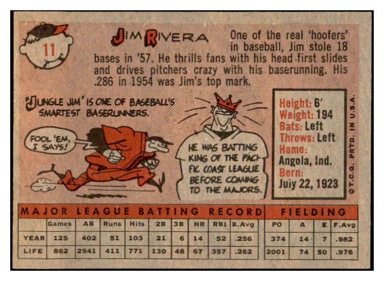 1958 Topps Baseball #011 Jim Rivera White Sox EX-MT 535542