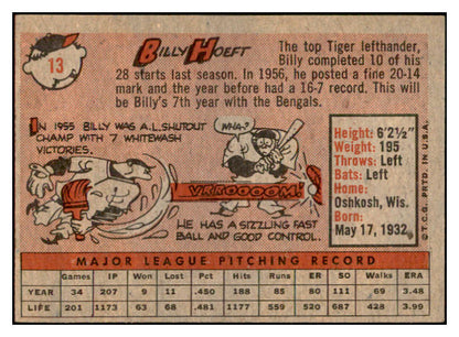 1958 Topps Baseball #013 Billy Hoeft Tigers EX-MT 535544