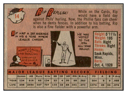 1958 Topps Baseball #014 Rip Repulski Phillies EX-MT 535545