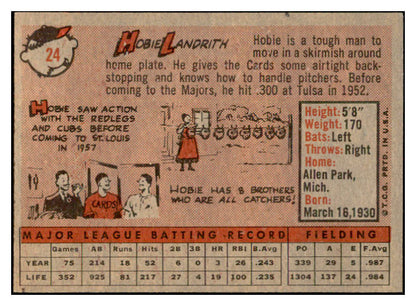 1958 Topps Baseball #024 Hobie Landrith Cardinals EX-MT 535553