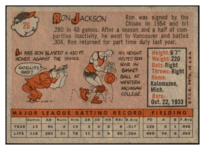 1958 Topps Baseball #026 Ron Jackson White Sox EX-MT 535554