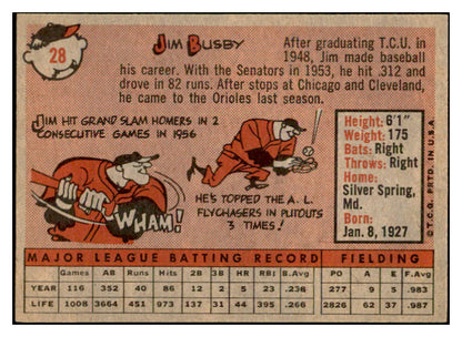 1958 Topps Baseball #028 Jim Busby Orioles EX-MT 535557