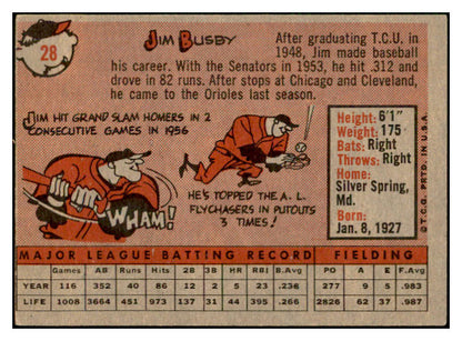 1958 Topps Baseball #028 Jim Busby Orioles EX-MT 535558