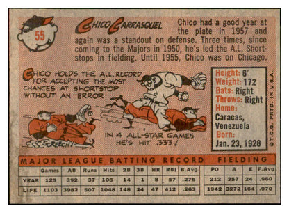 1958 Topps Baseball #055 Chico Carrasquel Indians EX-MT 535586