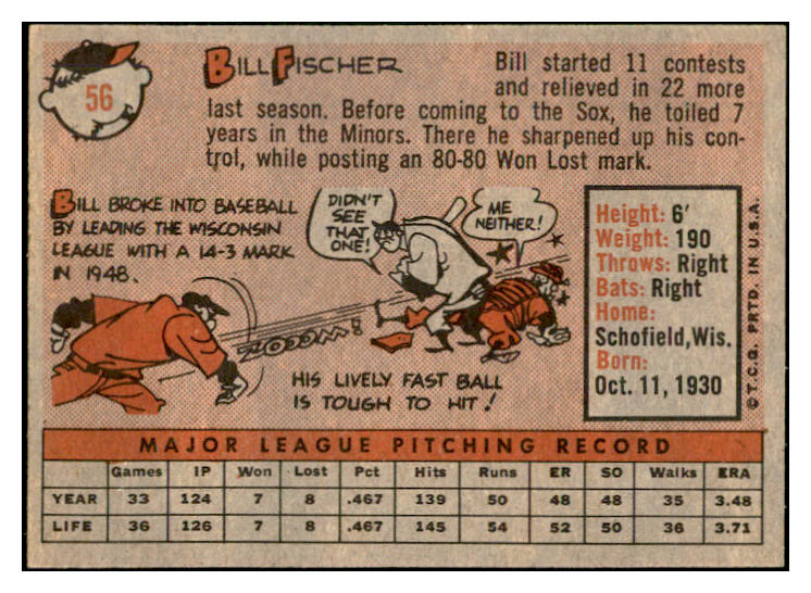 1958 Topps Baseball #056 Bill Fischer White Sox EX-MT 535589