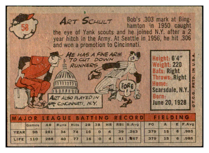 1958 Topps Baseball #058 Art Schult Senators EX-MT 535592