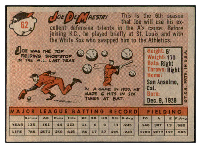 1958 Topps Baseball #062 Joe Demaestri A's EX-MT 535598
