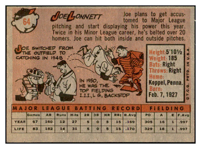 1958 Topps Baseball #064 Joe Lonnett Phillies EX-MT 535600
