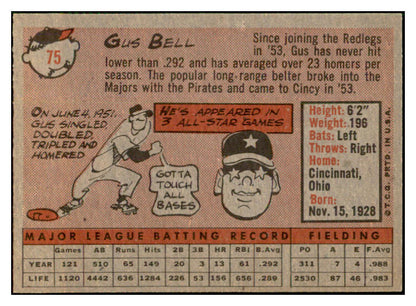 1958 Topps Baseball #075 Gus Bell Reds EX-MT 535613