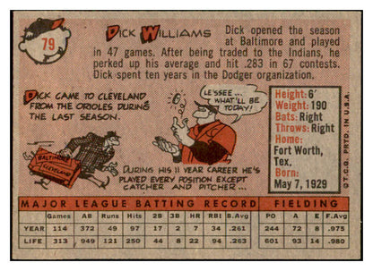 1958 Topps Baseball #079 Dick Williams Indians EX-MT 535617