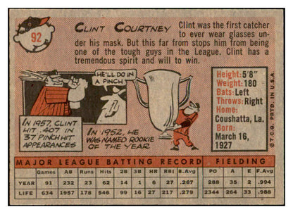 1958 Topps Baseball #092 Clint Courtney Senators EX-MT 535633