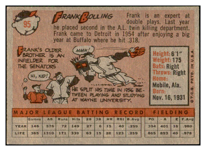 1958 Topps Baseball #095 Frank Bolling Tigers EX-MT 535635