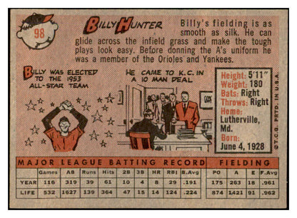 1958 Topps Baseball #098 Billy Hunter A's EX-MT 535637