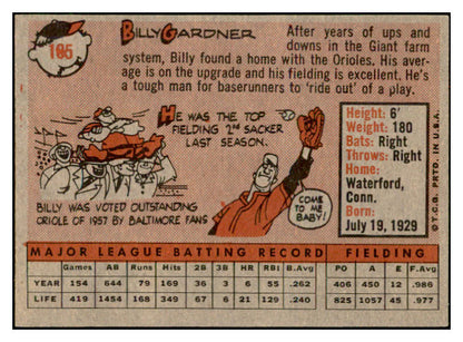 1958 Topps Baseball #105 Billy Gardner Orioles EX-MT 535645