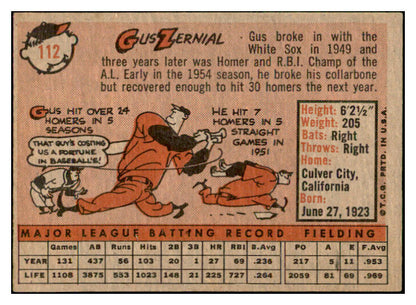 1958 Topps Baseball #112 Gus Zernial Tigers EX-MT 535654