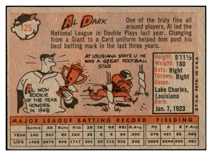 1958 Topps Baseball #125 Al Dark Cardinals EX-MT 535670