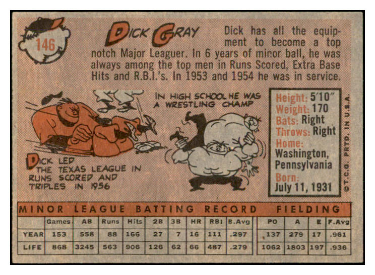 1958 Topps Baseball #146 Dick Gray Dodgers EX-MT 535694