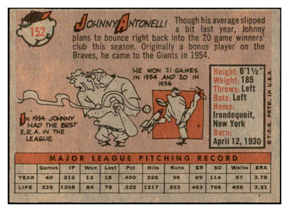 1958 Topps Baseball #152 Johnny Antonelli Giants EX-MT 535702