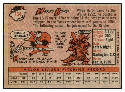 1958 Topps Baseball #154 Harry Byrd Tigers EX-MT 535705