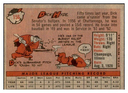 1958 Topps Baseball #156 Dick Hyde Senators EX-MT 535707