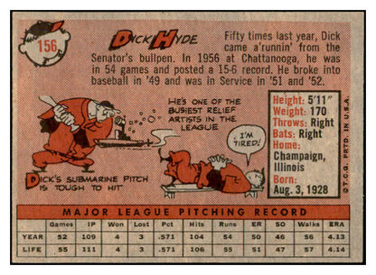 1958 Topps Baseball #156 Dick Hyde Senators EX-MT 535708
