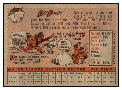 1958 Topps Baseball #157 Dee Fondy Reds EX-MT 535709