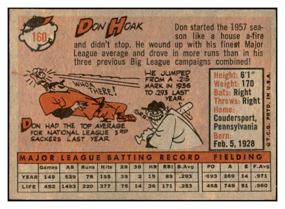1958 Topps Baseball #160 Don Hoak Reds EX-MT 535712