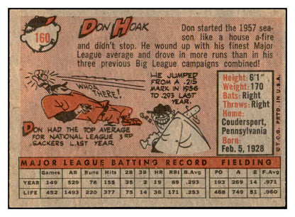 1958 Topps Baseball #160 Don Hoak Reds EX-MT 535713