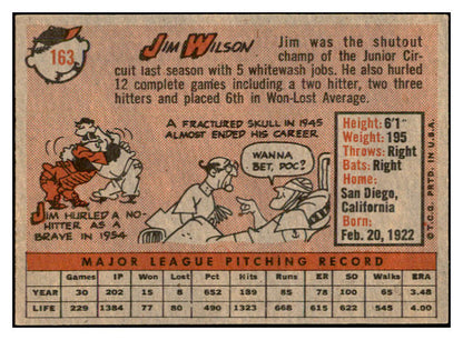 1958 Topps Baseball #163 Jim Wilson White Sox EX-MT 535714