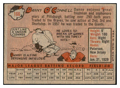 1958 Topps Baseball #166 Danny O'Connell Giants EX-MT 535719