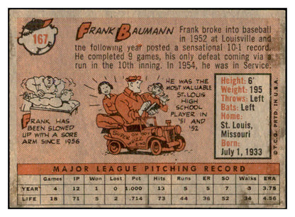 1958 Topps Baseball #167 Frank Baumann Red Sox EX-MT 535721