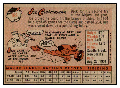 1958 Topps Baseball #168 Joe Cunningham Cardinals EX-MT 535723