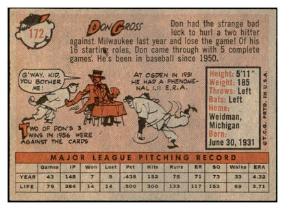 1958 Topps Baseball #172 Don Gross Pirates EX-MT 535729