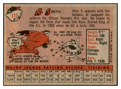 1958 Topps Baseball #177 Al Smith White Sox EX-MT 535734