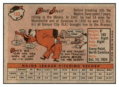 1958 Topps Baseball #183 Dave Jolly Giants EX-MT 535741