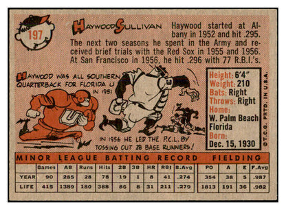 1958 Topps Baseball #197 Haywood Sullivan Red Sox EX-MT 535759